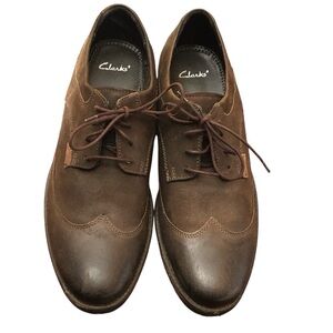Clark’s Men’s Brown Leather Wing Tip Oxford Casual Dress Shoes